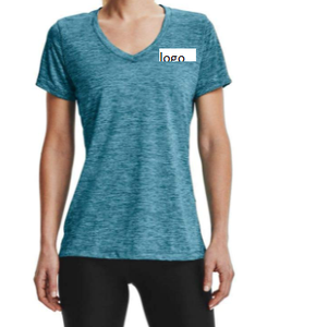 Camiseta de manga corta con cuello en V para mujer, ropa de punto importada con cierre a máquina, 100% - Product Image 6