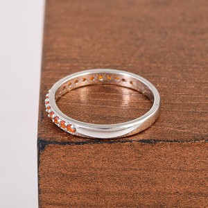 อัญมณีคาร์เนเลี่ยนสีส้มแท้แหวนขนาดเล็ก925ทึบวงดนตรีครึ่งนิรันดร์แบบคลาสสิกสำหรับงานแต่งงาน - Product Image 3