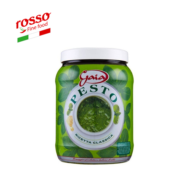 Gaia Italian Pesto Classic Recipe 1.5 kg Fresh IFS-BRC Certified Intense Italian Basil & Cheese Style-Made in Italy