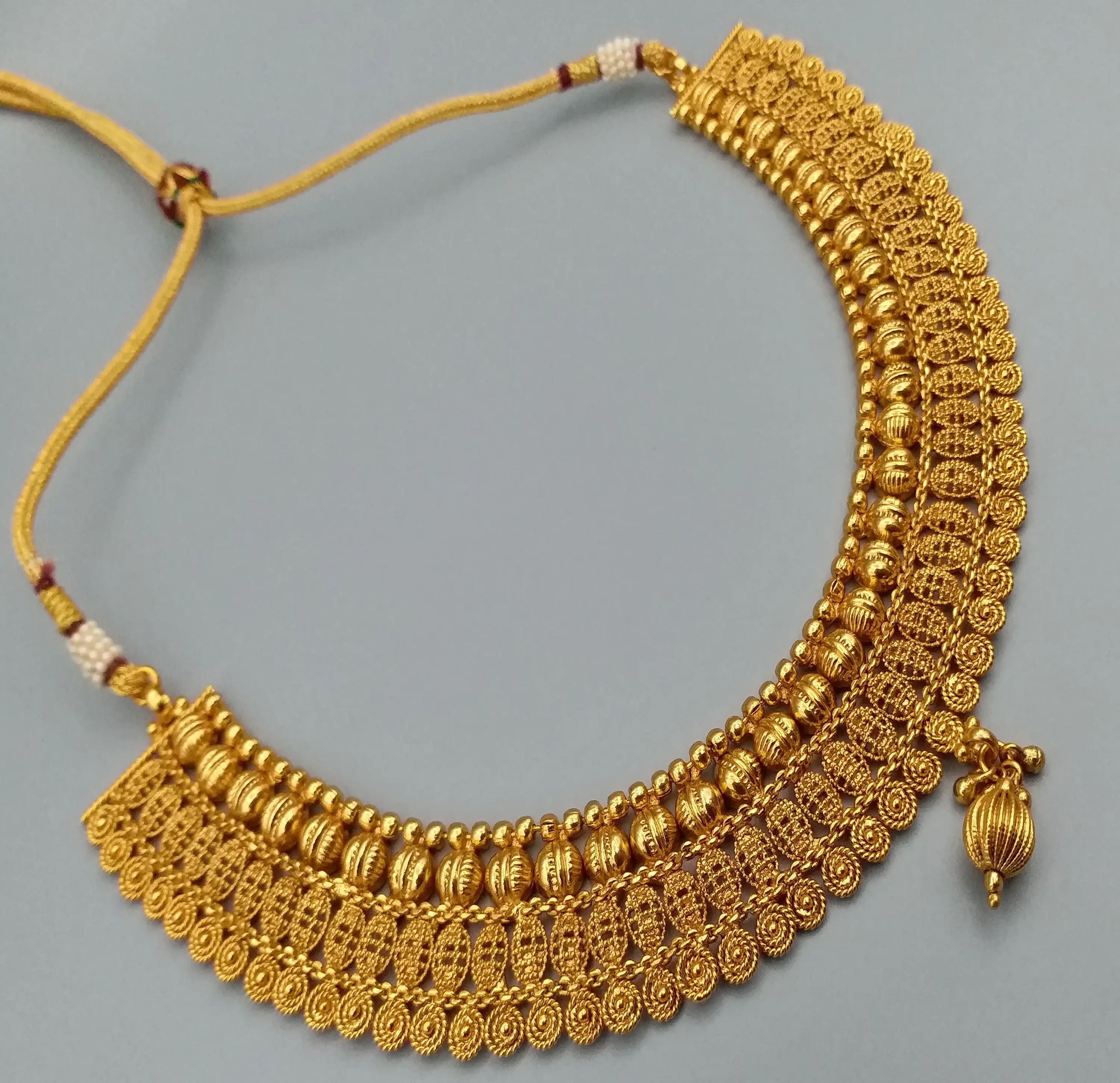 Traditional Antique Gold Plated Necklace with Earring