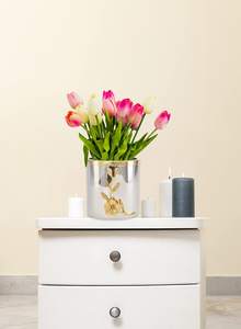 Florero clásico para decoración del hogar, jarrón de latón de diseño moderno de color plateado y dorado, florero para mesa - Product Image 3