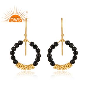 ลูกปัดพลอยโอนิกซ์สีดำต่างหูเงินดีไซน์เนอร์สำหรับผู้หญิงของขวัญสำหรับคอลเลกชันคลาสสิกของเธอ - Product Image 1