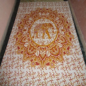 Colores sólidos de algodón elefante Mandala impreso tamaño doble sábanas tapices tapiz al por mayor de La India - Product Image 5