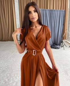 2022 été imprimé fleuri Boho robe de plage femmes à volants à manches courtes Mini robe portefeuille décontracté Chic en mousseline de soie matériel ODM inspiré - Product Image 4