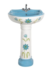 Lavabo de Pedestal Rosa y Proveedor de Todo Tipo de Lavabos, Juego de Baño de Cerámica Color Borgoña Vitrosa Rústico - Product Image 5