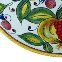 Bol rond en céramique de 30 cm / 11,8 pouces avec motif poire, pomme, citron et grenade, fait à la main en Italie
