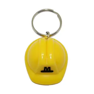 Pvc钥匙圈专业工厂供应商硬塑料帽子钥匙链安全建筑头盔钥匙扣