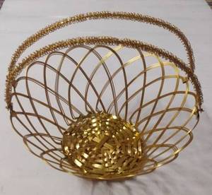 High Quality Golden Metal Decorative <b>Basket</b> for <b>Gift</b> Box for Display, Gifting, Wedding at Wholesale Price - Product Image 5