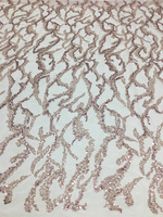 Tissu à paillettes perlées Brod Tissu de dentelle d'or champagne saris de mariée lourds