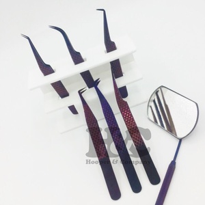 Pince à épiler d'extension de cils Plasma violet poignée de coupe de diamant durable pince à épiler en acier inoxydable Logo personnalisé pince à épiler vison - Product Image 6