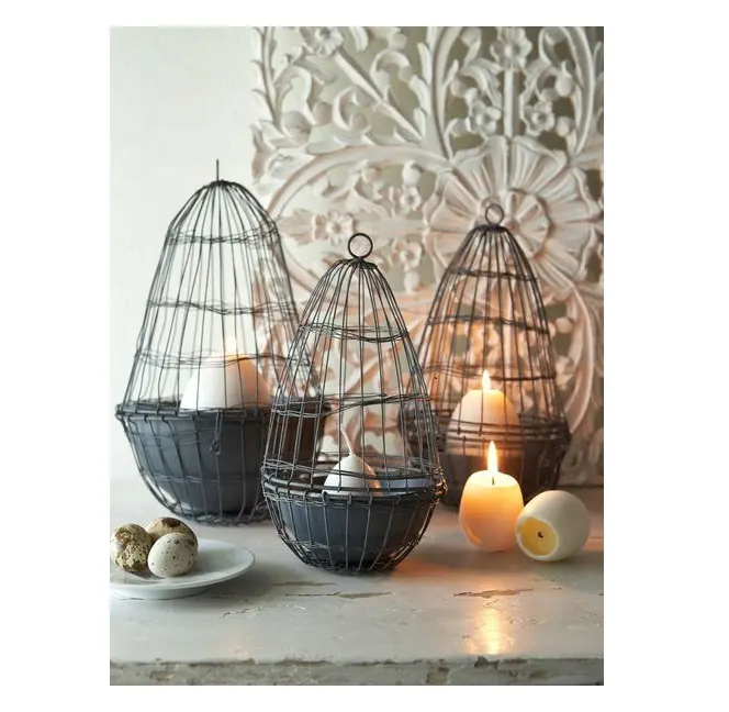 Iron Wire Mesh Basket Candle Holders Set of 3