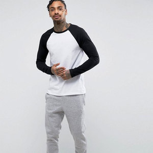 Camiseta de manga larga para hombre, camisetas a rayas blancas y negras lisas con tu propio Logo - Product Image 2