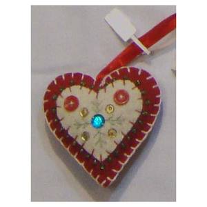 Christmas Hanging Heart Shape Ornament Beautiful Embroidery Work - Product Image 1
