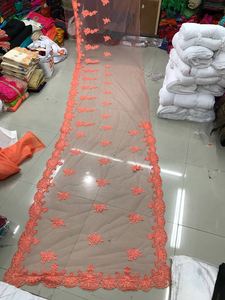 Lourd brodé Net tissu Designer fête porter nouveauté dernière Collection perle travail Orange couleur indien femmes porter Saree Alphanumero - Product Image 5