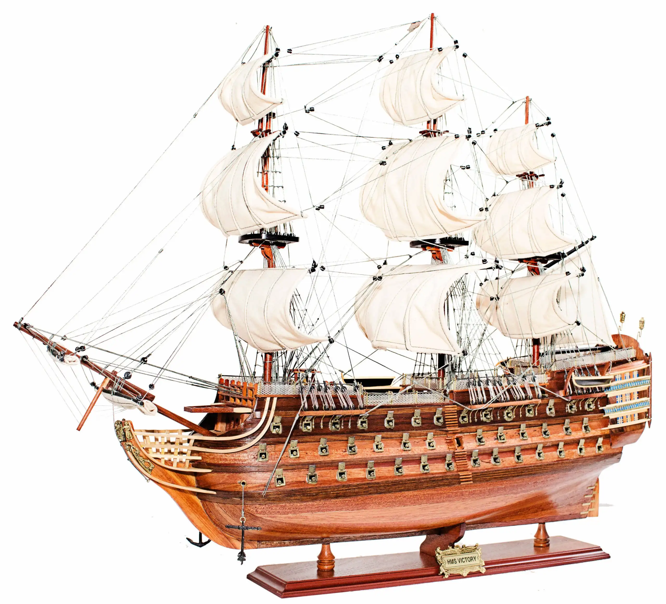 Heiß verkaufende Wohnkultur 89x28x85 cm Größe Brown Indoor Victory Segelschiff Holzhandwerk IH001 hergestellt in Vienam