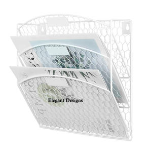 Manufacturer's Handmade Classic Stylish Wall Mounted Metal <b>Basket</b> <b>White</b> Decorative <b>Storage</b> Hotel Wholesale Wall Hanging <b>Basket</b> - Product Image 2