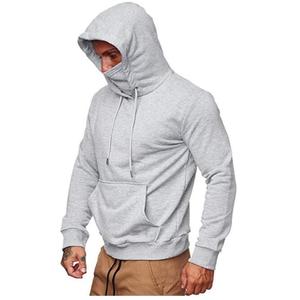 Venta al por mayor de alta calidad cara cubierta pulóver Jogger algodón liso en blanco invierno satén forrado hombres sudaderas con capucha personalizadas - Product Image 5