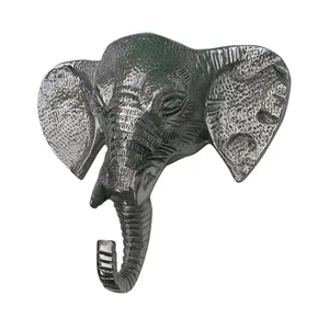 Escultura de elefante de parede, feito à mão, de alumínio, montagem na parede, cabeça de elefante