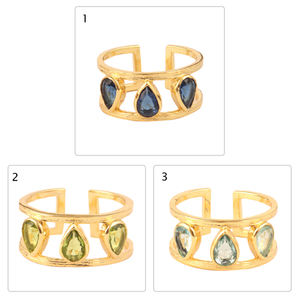 Bague de calcédoine en forme de perle pour femme, bague plaqué or/argent, de haute qualité, ajustable à la main, nouveau design - Product Image 2