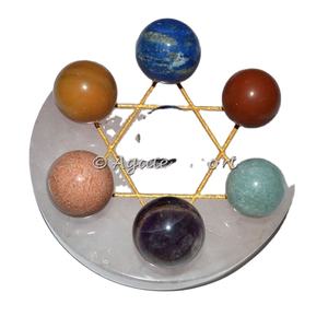 Boule Chakra 7 sur la Base de Quartz Rose, boule d'or de David, vente en gros possible, nouvelle collection - Product Image 1