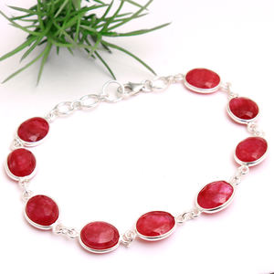 Pulsera de Rubí de Cachemira para Mujer, Pulsera de Plata, Joyería Hecha a Mano, Pulsera Ajustable, Regalo para Ella - Product Image 2