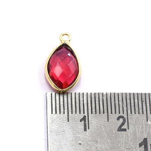 Colgante de Cuarzo Rubí en Forma de Marquesa con Bisel Plateado y Baño de Oro de 15 a 17 mm con Argolla - Product Image 5