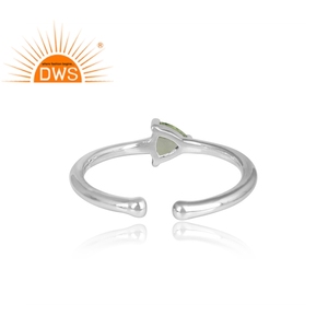 Handcrafted Triangular <b>Peridot</b> Gemstone Bezel Setting <b>Ring</b> Sterling Silver Handmade Party Trendy Jewelry - Product Image 4