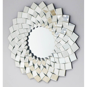 <b>Decorative</b> Modern Stainless <b>Leaf</b> Metal Frame Round Mirror Brushed Round <b>Wall</b> Mirror Best Quality <b>Decorative</b> Mirror for Room - Product Image 2