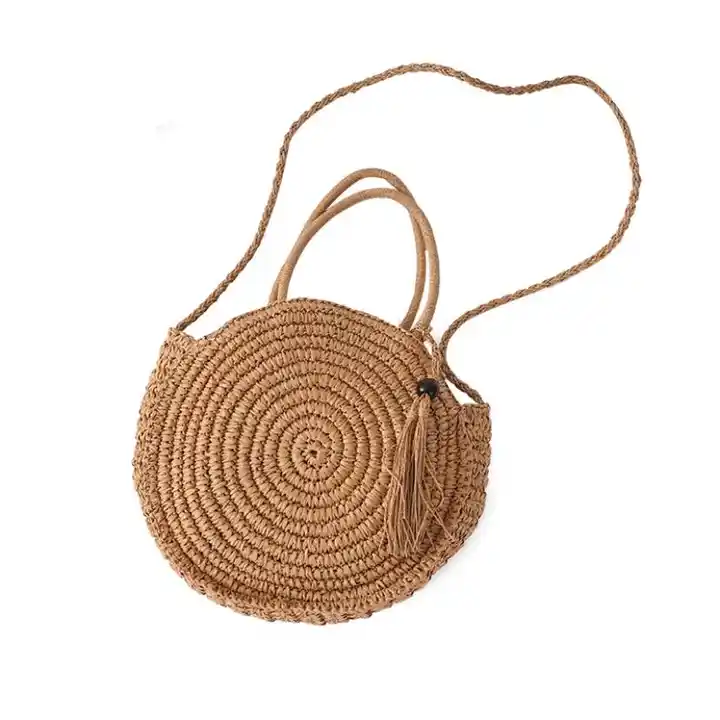 Crossbody Straw Bag, Straw handbag Women Handwoven Round Rattan