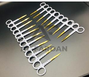 Tijeras para cutículas de belleza, hoja afilada, Punta dorada recta, pestañas, impresión en papel, extensiones de cejas de pestañas de acero inoxidable sólido - Product Image 5