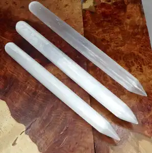 Tongkat pijat pensil SELENITE tipis dipoles tongkat pensil penyembuhan SELENITE/KUALITAS TERBAIK menara SELENITE kristal halus/Malaikat putih