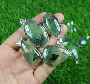 Collar con colgante de piedras preciosas de Prehnita Natural, bisel plateado, Material de latón, colgante de boda o regalo para mujer, suministro directo - Product Image 3