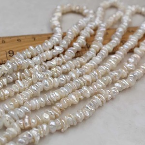 Baroque Shape <strong>Keshi</strong> <strong>Pearl</strong> Strand Natural Freshwater White and Pink <strong>Loose</strong> <strong>Pearls</strong> for Jewelry and Jewelry Making