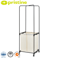 Meilleure VENTE en Gros : Panier à Linge Multifonctionnel en Fonte avec Chariot et Cintres pour Rangement Domestique