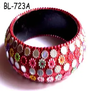 Lac Mirror Work Fancy Bangles 2017 Hecho a mano Artificial Indian Jewelry Artesanías Moda Estilo indio Brazaletes de moda - Product Image 1