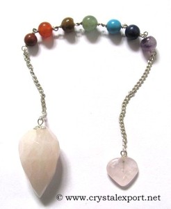 Best Value of Rose Quartz Faceted Drop Chakra Pendulums : Rose Quartz Faceted Drop Chakra Pendulums for Sale - Product Image 1