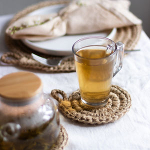 Woven Jute Crochet <b>Coasters</b> <b>Set</b>, Rustic <b>Placemat</b>, Jute Serving for Drink Kitchen Decor - Product Image 4