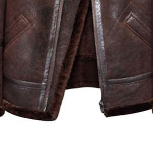 Blouson d'hiver pour homme, nouveau modèle 2019, veste bombardier, à col en fourrure véritable, marron chocolat, puces, tendance - Product Image 6