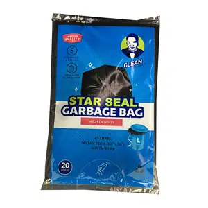 High Quality Star Seal Bottom Plastic Garbage Bag With Custom Printings And Colors With Tie String