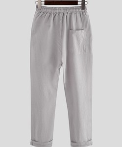 Pantalon de survêtement en coton bleu marine pour homme, taille haute élastique avec cordon de serrage, décontracté, poches latérales, idéal pour l'été, écologique et respirant - Product Image 4