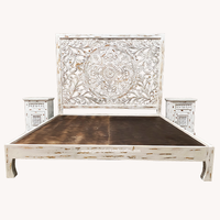 Lit Double en bois massif de style indien, magnifique, personnalisé, nouveau design de luxe, lit king size, sans rangement,