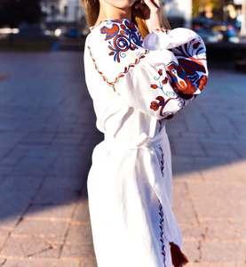 Jolie robe crinienne brodée à manches longues pour femme, tenue cache-cœur motifs floraux, style décontracté, dernière collection hiver - Product Image 4