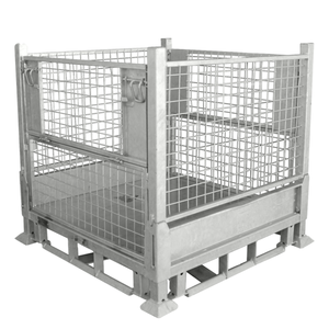 Double Faced 4-Way Foldable Box Pallet Steel Pallets With Silver color For Warehouse and Factory