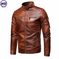 Chaquetas de Invierno Casuales Delgadas y Lavables para Hombre, Talla Grande, de Cuero Sintético Transpirable con Cierre y Cuello Alto