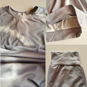 Ensemble sweat-shirt et pantalon de survêtement pour femme, saison hivernale, OEM, 100% coton, grande taille, nouveau design, uni, gaufré, tie-dye, teint uni - Product Image 5