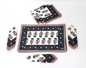 New Arrival Handprinted Cotton Napkins Set Met Set Home Decor Textiles Table Mat Napkins - Product Image 2