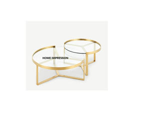 Table de thé en marbre moderne, or, luxe, rond sur le côté, Table de thé, minimaliste, peinture métallique blanche, OEM personnalisée, grande salle - Product Image 5