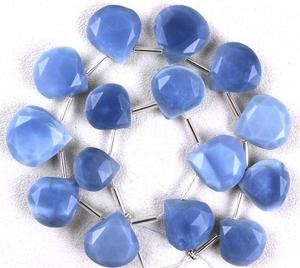 Juego de 15 piezas de la mejor calidad, cuentas de Briolette de piedras preciosas de ópalo más audaces en forma de corazón facetado azul, piedras semipreciosas naturales de alta calidad - Product Image 1