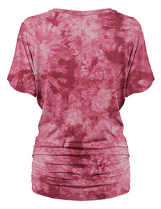 ชุดเดรสไปคลับสไตล์ตะวันตกเสื้อรัดรูปผ้าสแปนเด็กซ์คอวีมัดมัดย้อมแขนสั้นมีสายรัดแขนสั้นลายธรรมชาติ - Product Image 5