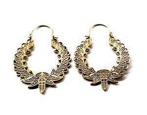SILVER ZONE SZHE-376 Boucles d'oreilles créoles en laiton style bohème pour femme avec placage couleur or, design épuré, pour occasions spéciales - Product Image 3